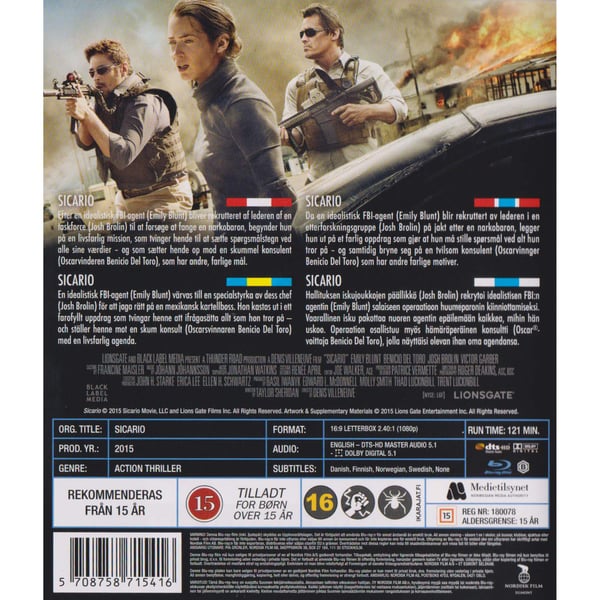 Sicario Blu-Ray (Brukt)