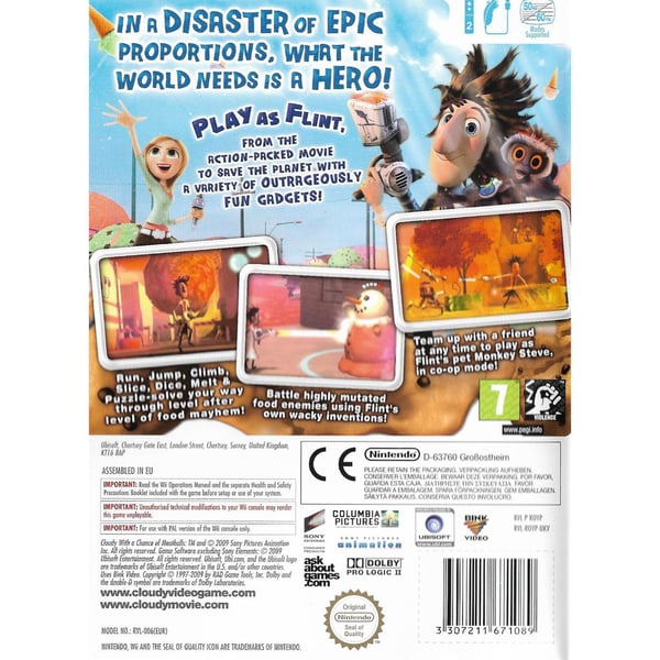 Cloudy With a Chance of Meatballs Nintendo Wii (Brukt)