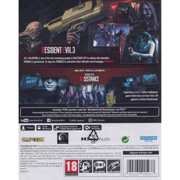 Resident Evil 3 Playstation 5 PS5