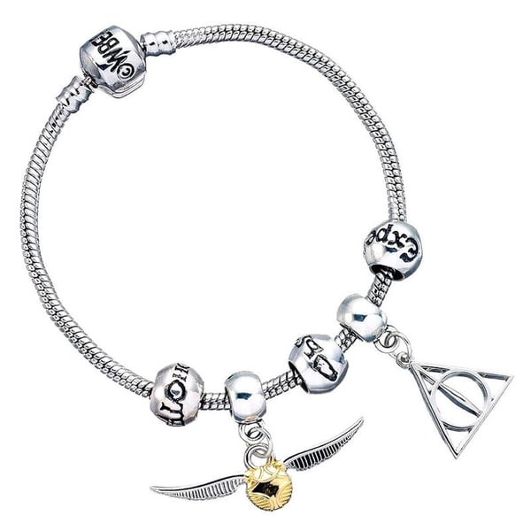 Harry Potter Deathly Hallows Snitch 3 Spellbeads silver charm bracelet Harry Potter Deathly Hallows Snitch 3 Spellbeads silver charm bracelet