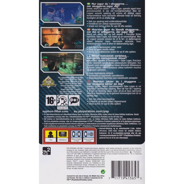 Syphon Filter Logans Shadow Playstation Portable PSP Nordic (Käytetty)