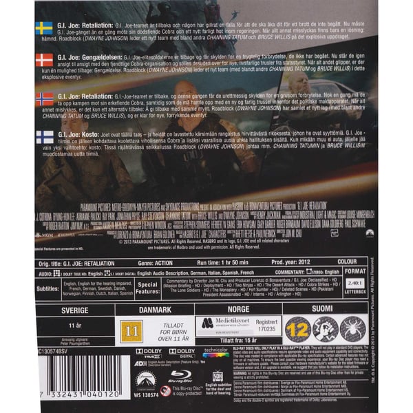 GI Joe Retaliation Blu-Ray (Begagnad)