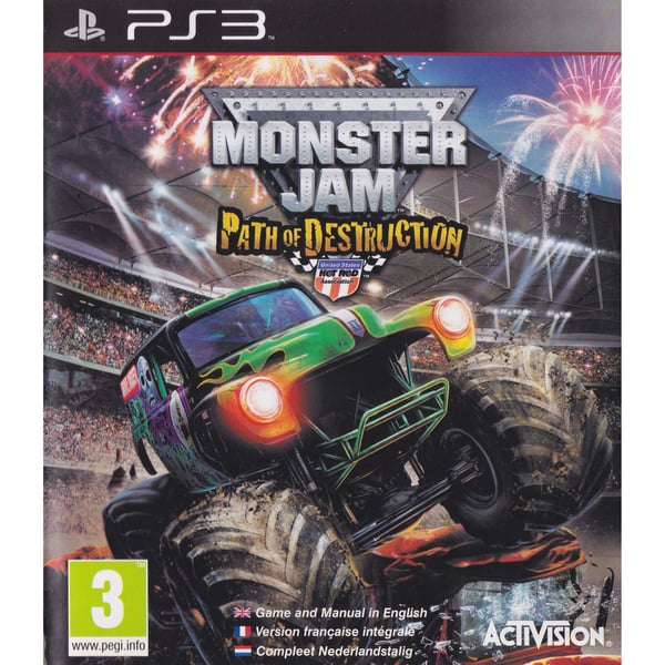 Monster Jam Path of Destruction Playstation 3 PS3 Bundle Copy (Brukt)