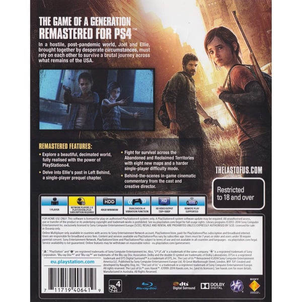 The Last of Us Remastered Playstation 4 PS4 (Brukt)
