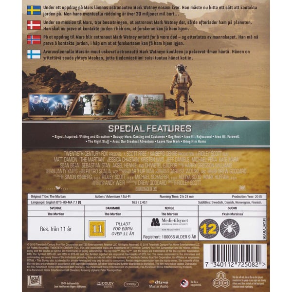 The Martian Blu-Ray (Käytetty)