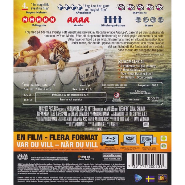 Berättelsen om Pi Blu-Ray (Brukt)