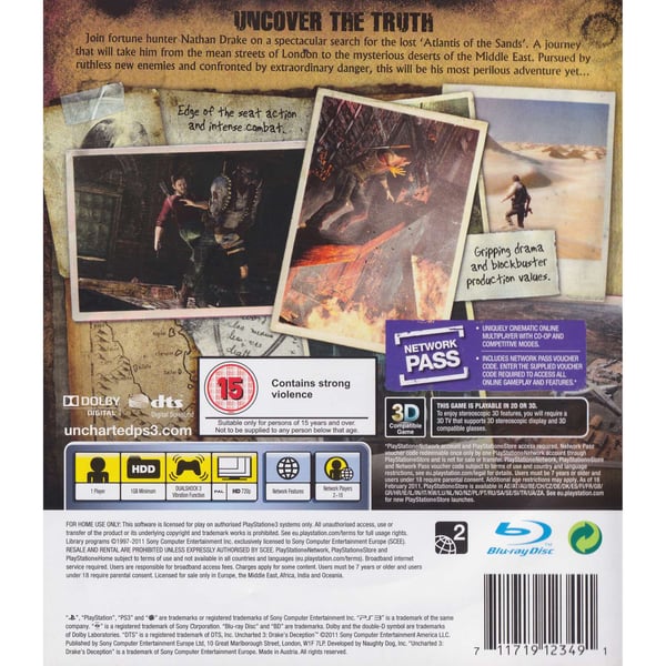 Uncharted 3 Drakes Deception Playstation 3 PS3 (Käytetty)