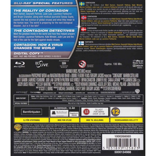 Contagion Blu-Ray (Begagnad)