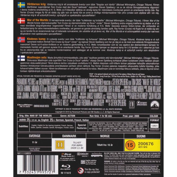 War of the Worlds Blu-Ray (Brugt)