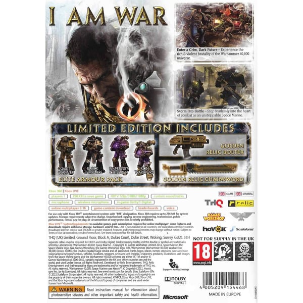 Warhammer 40000 Space Marine Limited Edition Xbox 360 (Brukt)