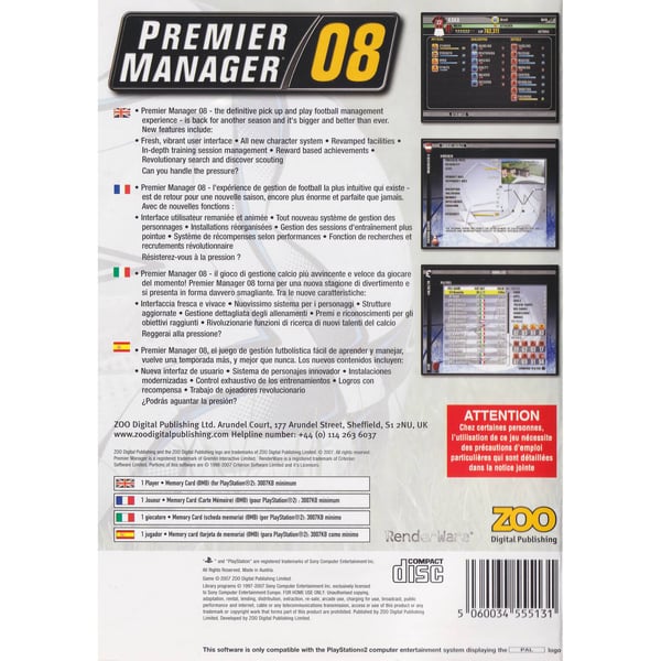 Premier Manager 08 Playstation 2 PS2 (Begagnad)