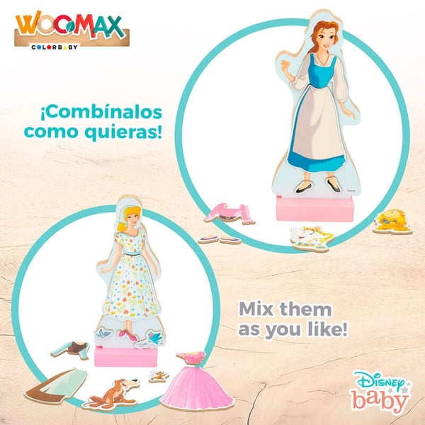 Disney Princess dresses wooden magnetic set