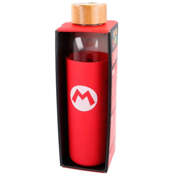 Nintendo Super Mario Bros silicone cover glass bottle 585ml Nintendo Super Mario Bros silicone cover glass bottle 585ml