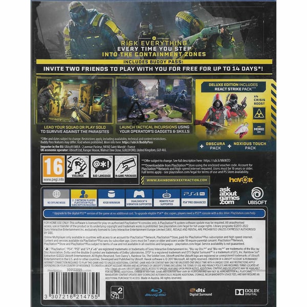 Tom Clancys Rainbow Six Extraction Deluxe Edition Playstation 4 PS4