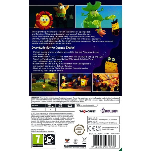 Spongebob Squarepants The Cosmic Shake Nintendo Switch