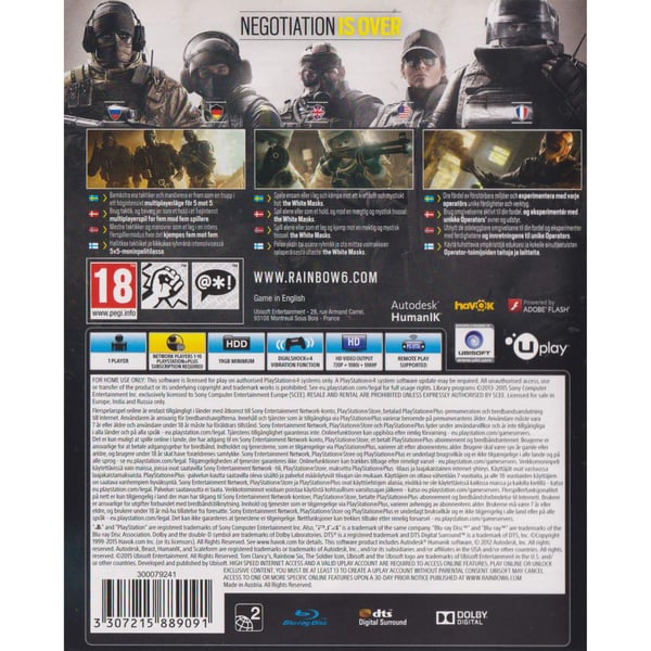 Tom Clancys Rainbow Six Siege Nordic Playstation 4 PS4