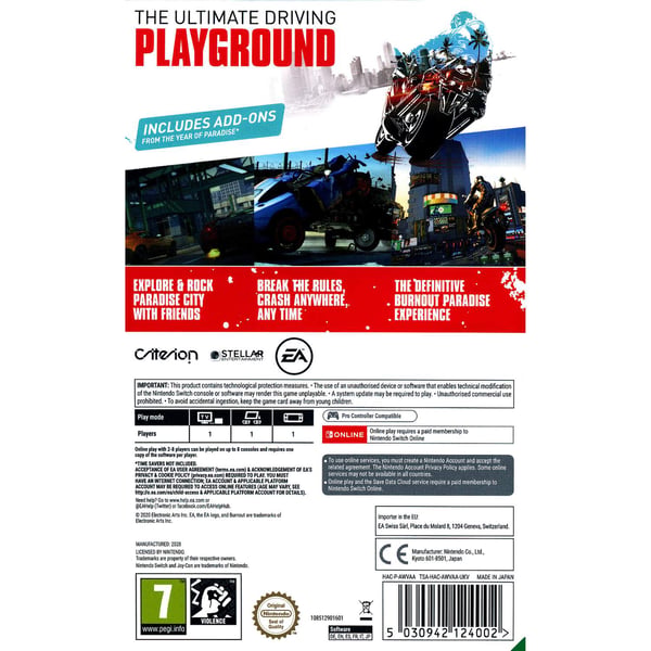 Burnout Paradise Remastered Nintendo Switch