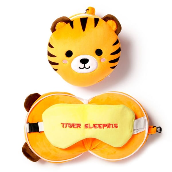 Relaxeazzz Adoramals Tiger travel pillow eye mask