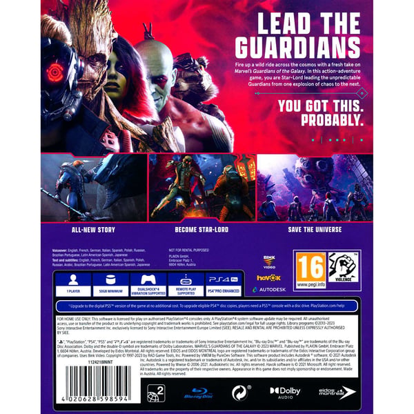Marvel Guardians of the Galaxy Playstation 4 PS4