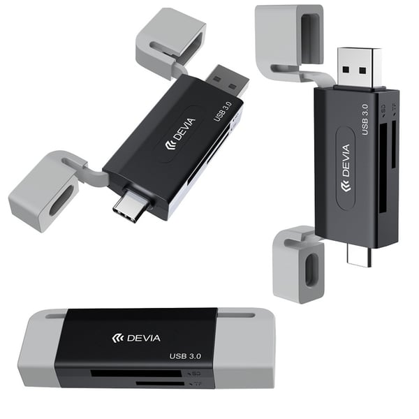 Devia Leopard Series USB+Type-C 3.0 - SD/TF 2-in-1 nopea kortinlukija