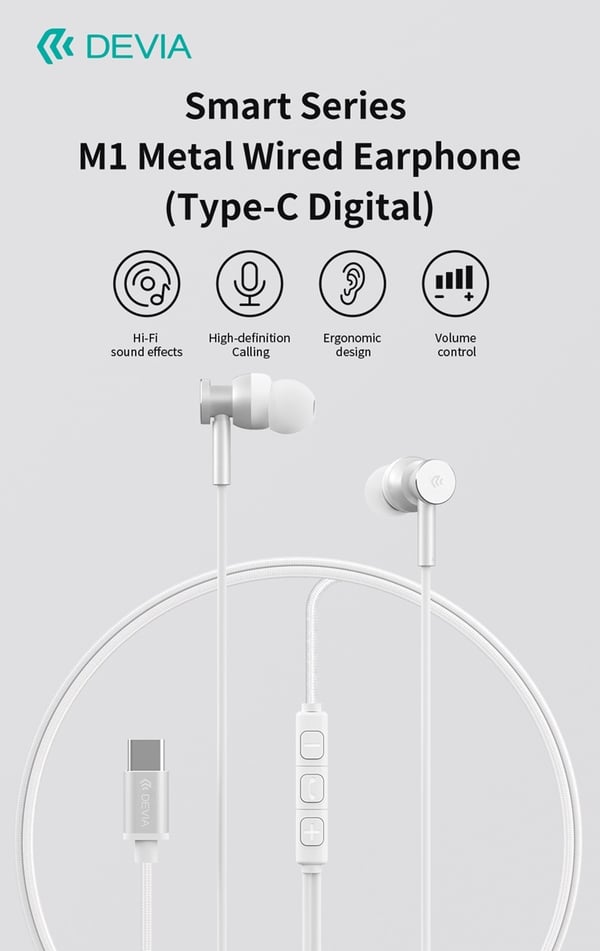 in-Ear USB-C høretelefoner til Samsung / iPhone 15, 16 og mobil med USB-C stik Sort