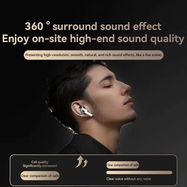 Earpods 5.3 Digitale trådløse Bluetooth-hovedtelefoner med støjreduktion og trådløs opladning