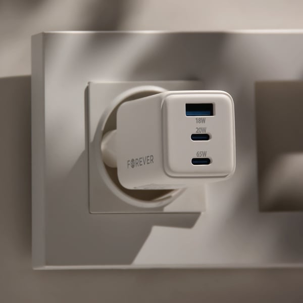 65W Hurtigoplader PD Dual USB-C, USB til iPhone, Samsung, iPad
