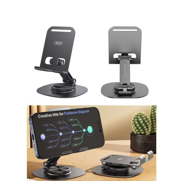 XO Bærbar multivinkel 360 roterbar, Sammenklappelig Mobilholder/stativ holder