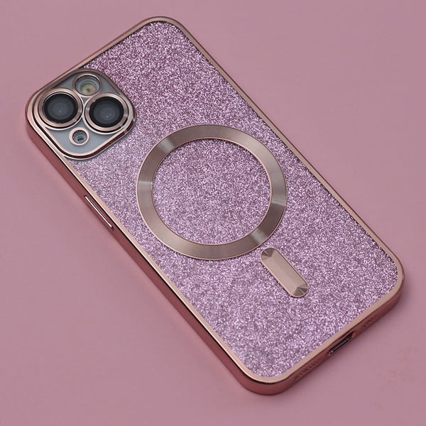 iPhone 15 Plus - MagSafe 2in1 Glitter / Läpinäkyvä Kromikuori Pinkki
