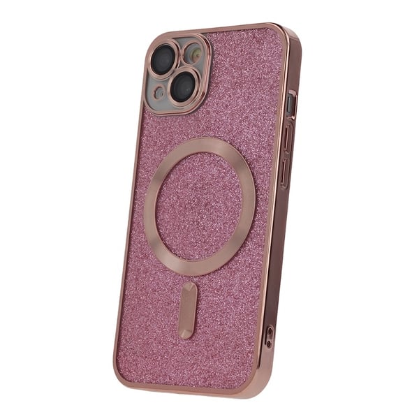 iPhone 15 Plus - MagSafe 2in1 Glitter / Läpinäkyvä Kromikuori Pinkki
