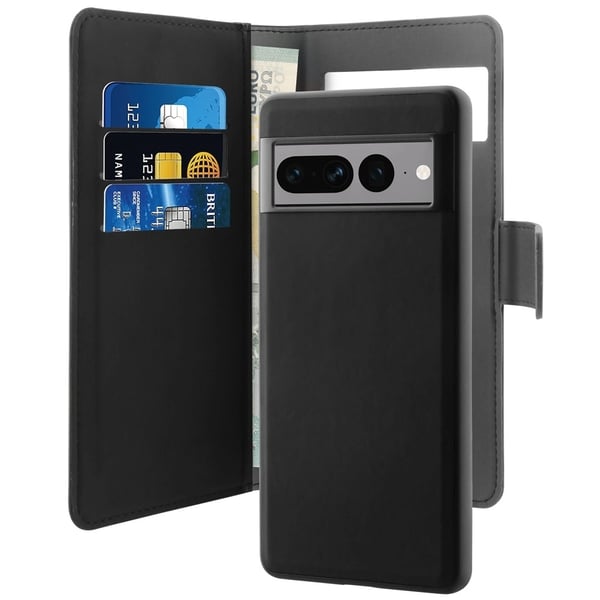 Google Pixel 6a - Puro Ekoläder 2-i-1 Löstagbart Plånboksfodral Svart