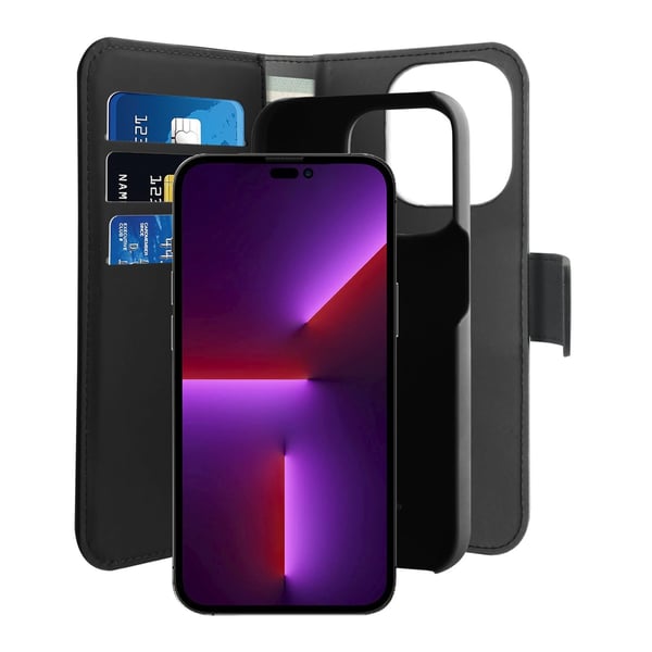 iPhone 14 Plus - Puro Eko-nahkainen 2-in-1 Irrotettava Lompakkokotelo Musta