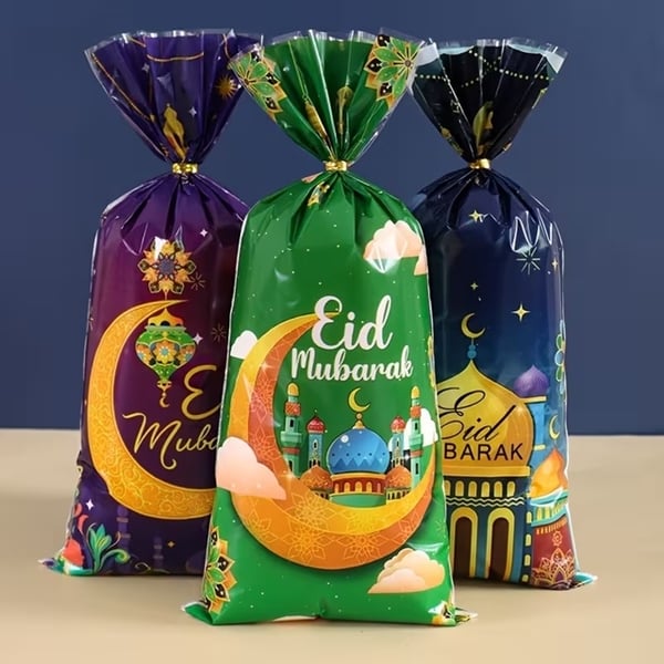 10-pak Eid Mubarak Gaveposer – Farverige Slikposer med Snore