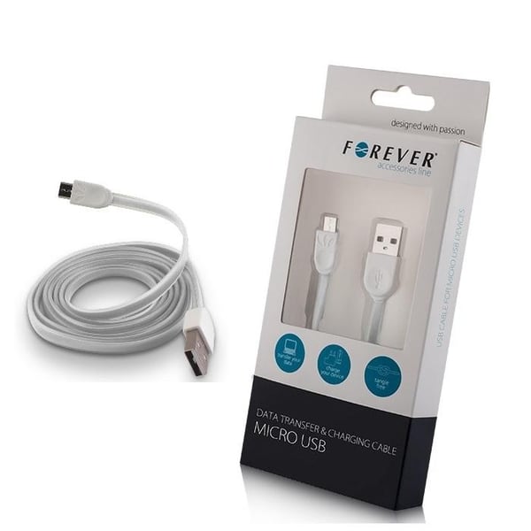 Forever Micro USB Data SYNC Kabel 100cm - Hvid Forever Micro USB Data SYNC Kabel 100cm - Hvid