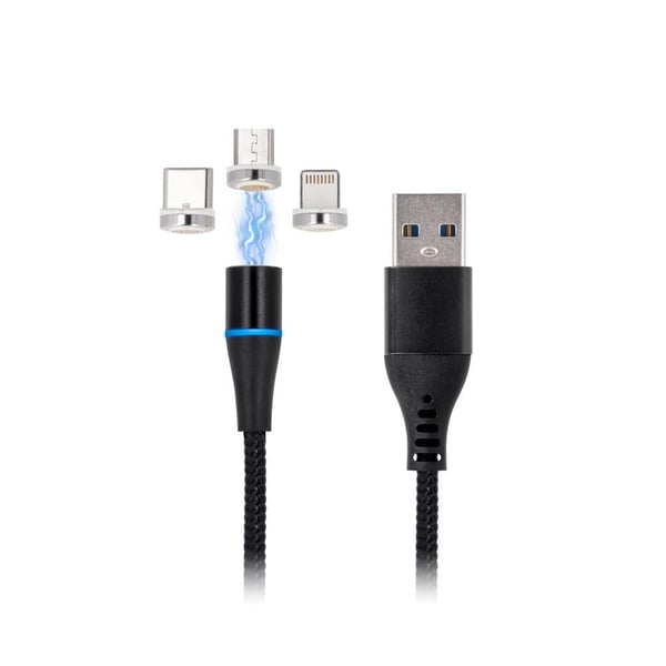 maXlife 3in1 magneettinen latauskaapeli - Lightning/USB-C/MicroUSB
