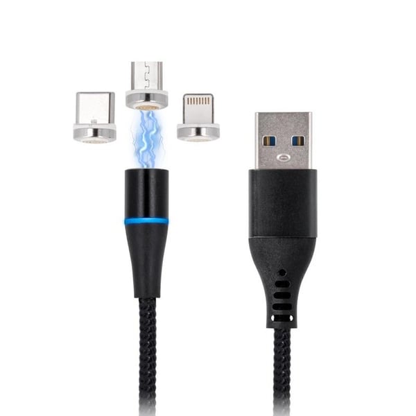 maXlife 3in1 magneettinen latauskaapeli - Lightning/USB-C/MicroUSB