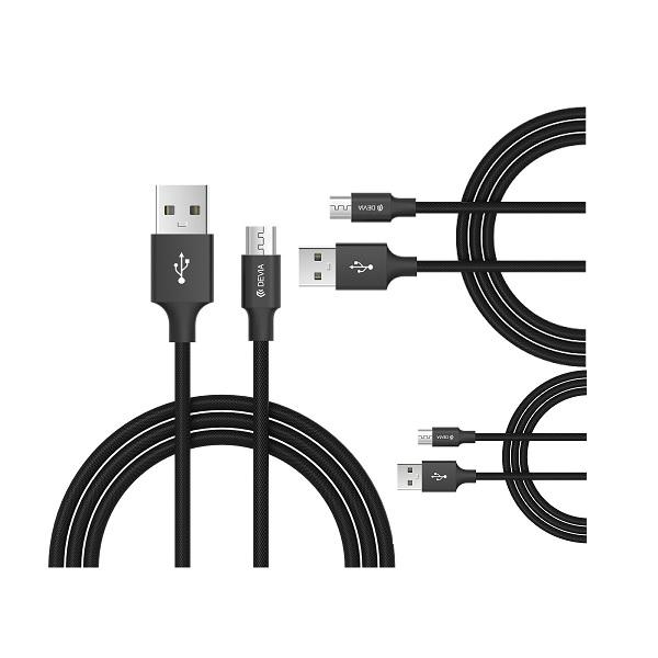 3-pak MicroUSB-opladerkabel til PlayStation PS4 / PS3-controller & Android – 25cm / 1m / 2m