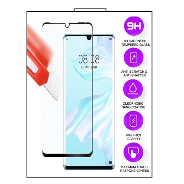 Huawei P30 Pro - 5D fuldskærm hærdet glas - sort ramme