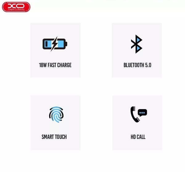 18W nopea autolaturi TWS Bluetooth 5.0 -kuulokkeilla - Valkoinen