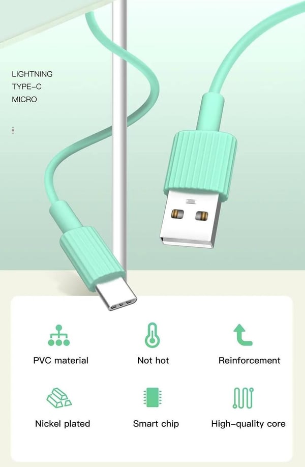 2-PAK USB-C Hurtigopladning 2.4A kabel til Samsung, Android -1m