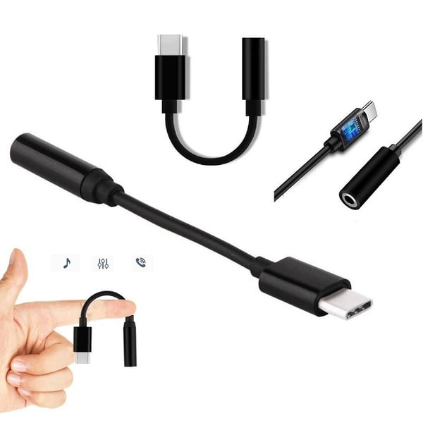 USB-C - 3,5 mm audiomuunnin Samsung/Android-puhelimille - Musta