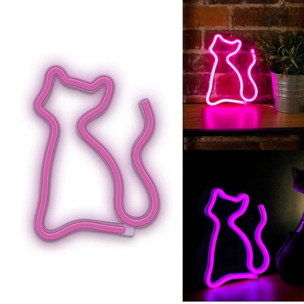 Neon LED CAT Akku + USB Forever Light Pink