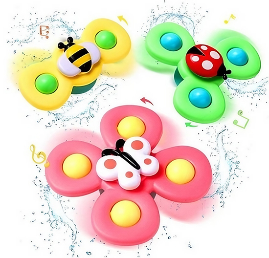 3 st. Roterande Fidget Spinner med Sugkopp till Baby/Barn - Snurrande Leksak 3 st. Roterande Fidget Spinner med Sugkopp till Baby/Barn - Snurrande Leksak