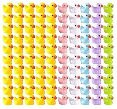 100 st Tiny Ducks Set Dekoration Realistisk Form Hållbar Harts Förtjusande ankor för jul födelsedagsfest Barnens dag