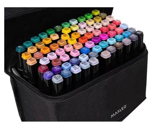 80-Pack - Tuschpennor med Fodral - Dubbelsidiga Pennor multifärg