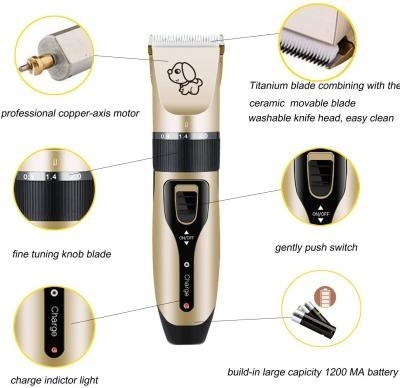 Professionell Pälstrimmer för Hund & Katt - Guld - Grooming Hair Clipper