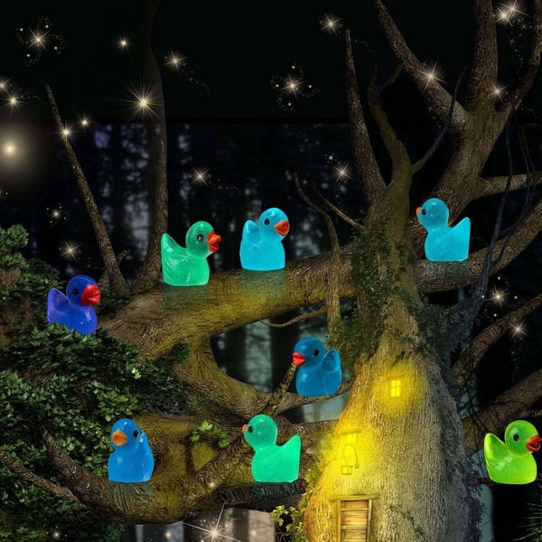 100 st Självlysande Luminous Tiny Ducks Set Dekoration Realistisk Form Hållbar Harts Förtjusande ankor för jul födelsedagsfest Barnens dag