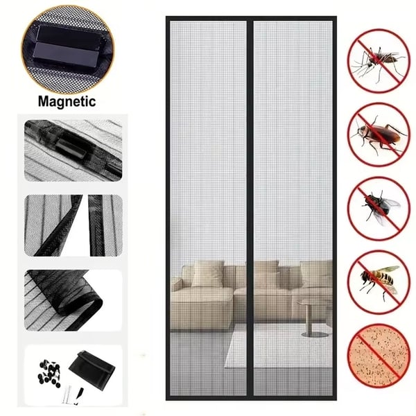 Myggnät vitt för dörr 100x210 insektsskydd med magnet insektsnät Vit