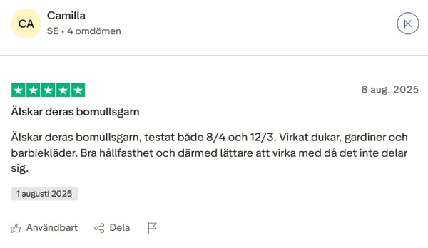 Merc. 12/3 Virkgarn 200 gr. på nystan Oblekt