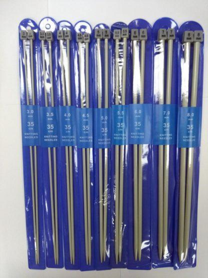 Set med 11 par Jumperstickor i aluminium 25 cm.